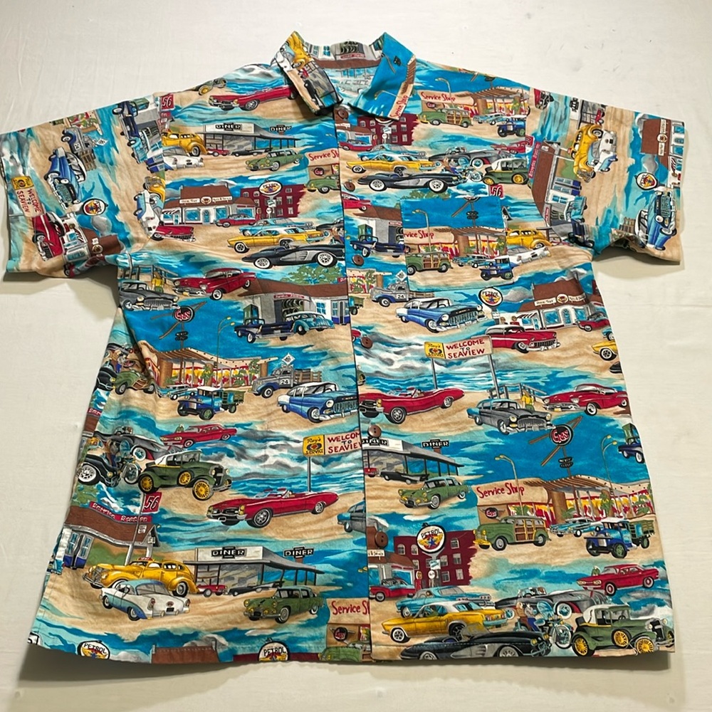 Vintage Matt Rider Men’s Button Down 60’s Laguna Beach Cars Scene. Pre-Owned.